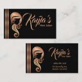 シックバラ金ゴールドピンク美しいガールヘアメイクアップサロン 名刺 (正面/裏面)