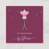 シックバラ金ゴールドファッションピンクマネキンテーラーガーリー スクエア名刺 (正面)