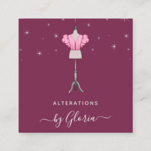 シックバラ金ゴールドファッションピンクマネキンテーラーガーリー スクエア名刺