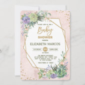 シックバラ金ゴールドフィエスタベビーシャワー招待状幾何学的 招待状 (正面)