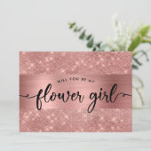 シックバラ金ゴールドフラワーガールプロポーザル招待状 招待状 (スタンド正面)