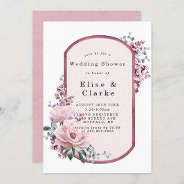 シックバラ金ゴールドフローラウェディングシャワー招待状