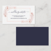 シックバラ金ゴールドフローラネイビー結婚ブルーのウェブサイト エンクロージャーカード (正面/裏面)