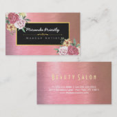 シックバラ金ゴールドフローラメイクアップアーティスト美容師 名刺 (正面/裏面)