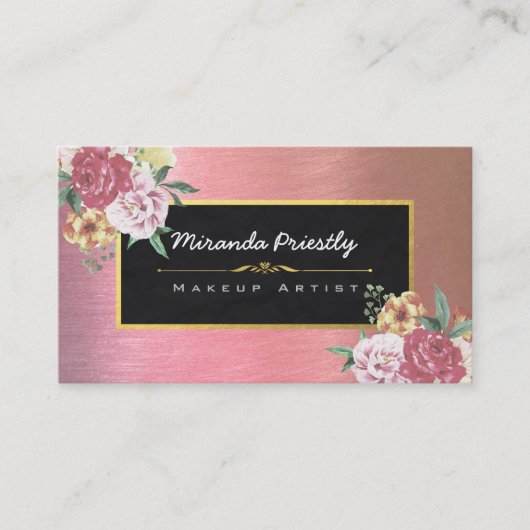 シックバラ金ゴールドフローラメイクアップアーティスト美容師 名刺 (正面)