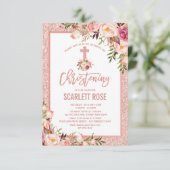 シックバラ金ゴールドフローラ《キリスト教》洗礼式や命名式ベビーガール 招待状 (スタンド正面)