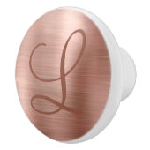 シックバラ金ゴールドブラシメタルモノグラムイニシャル セラミックノブ (右)