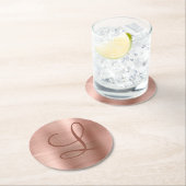 シックバラ金ゴールドブラシメタルモノグラムイニシャル ラウンドペーパーコースター (インサイチュ)