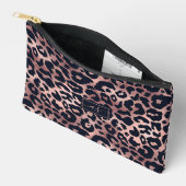 シックバラ金ゴールドブラックレオパードモノグラムのプリント アクセサリーポーチ (見開き)
