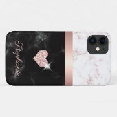 シックバラ金ゴールドブラック大理石グリッターハート名 Case-Mate iPhoneケース (裏面(横))