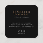 シックバラ金ゴールドブルーウォーターカラーモノグラムフォト スクエア名刺 (裏面)