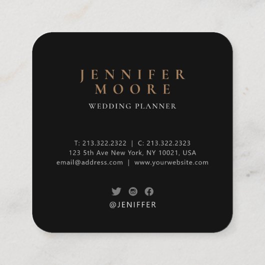 シックバラ金ゴールドブルーウォーターカラーモノグラムフォト スクエア名刺 (裏面)