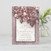 シックバラ金ゴールドブーケ結婚式招待状テンプレート 招待状 (スタンド正面)