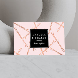 シックバラ金ゴールドボビーピン美容師サロンピンク 名刺