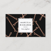 シックバラ金ゴールドボビーピン美容師サロンブラック 名刺 (正面)