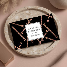 シックバラ金ゴールドボビーピン美容師サロンブラック 名刺