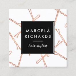 シックバラ金ゴールドボビーピン美容師サロン スクエア名刺