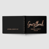 シックバラ金ゴールドモダンタイポグラフィ結婚ズモノグラム ゲストブック (全面)