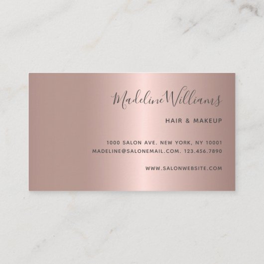 シックバラ金ゴールドモノグラムスクリプトイニシャルスタイリスト 名刺 (裏面)