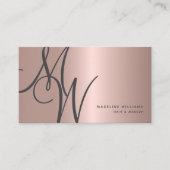 シックバラ金ゴールドモノグラムスクリプトイニシャルスタイリスト 名刺 (正面)