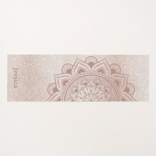 シックバラ金ゴールドヨギマンダラナマステオム名前をカスタムする ヨガマット (正面(横))