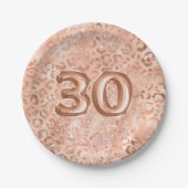 シックバラ金ゴールドレオパード印刷30th誕生日 ペーパープレート (正面)