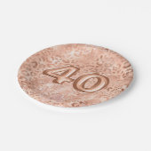 シックバラ金ゴールドレオパード印刷40th誕生日 ペーパープレート (アングル)