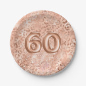 シックバラ金ゴールドレオパード印刷60誕生日 ペーパープレート (正面)