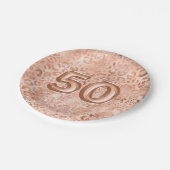 シックバラ金ゴールドレオパードPrint 50誕生日 ペーパープレート (アングル)