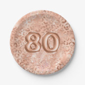 シックバラ金ゴールドレオパードPrint 80誕生日 ペーパープレート (正面)