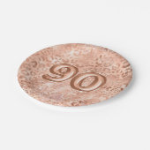 シックバラ金ゴールドレオパードPrint 90誕生日 ペーパープレート (アングル)