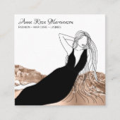 *~*シックバラ金ゴールドロングヘアウーマン美しいファッション スクエア名刺 (正面)