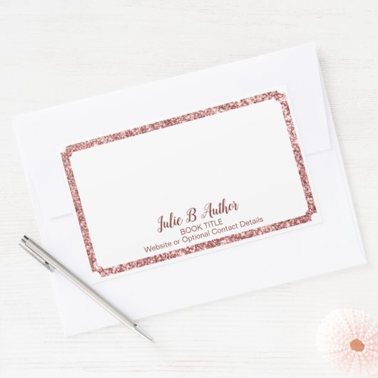 シックバラ金ゴールド作家書署名プレート 長方形シール (封筒)