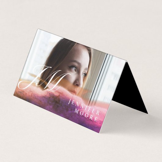 シックバラ金ゴールド写真モノグラムの折り 名刺 (正面)