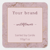 シックバラ金ゴールド大理石キャンドル製品ラベル スクエアシール (正面)