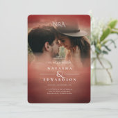 シックバラ金ゴールド抽象芸術オーバーレイ結婚フォト 招待状 (スタンド正面)