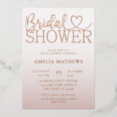 シックバラ金ゴールド書道ブライダルシャワー 箔招待状 (正面)