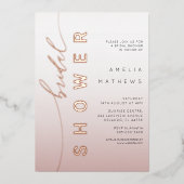 シックバラ金ゴールド書道ブライダルシャワー 箔招待状 (正面)