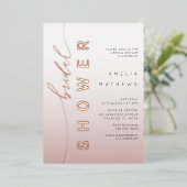 シックバラ金ゴールド書道ブライダルシャワー 箔招待状 (立ち正面)