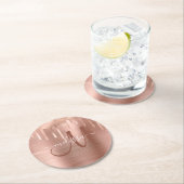 シックバラ金ゴールド滴ブラシ付きメタルモノグラム ラウンドペーパーコースター (インサイチュ)