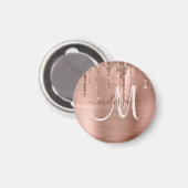 シックバラ金ゴールド滴下グリッターブラシ仕上げ金属ガラス マグネット (正面/裏面)