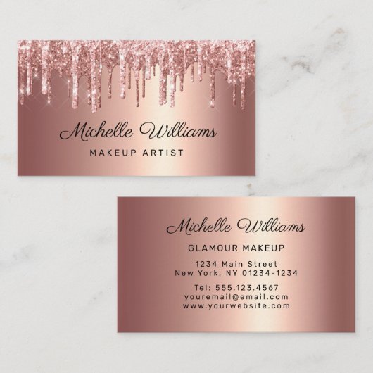 シックバラ金ゴールド滴下グリッタープロフェッショナル 名刺 (正面/裏面)