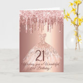 シックバラ金ゴールド滴下グリッター誕生日 カード (黄色い花)