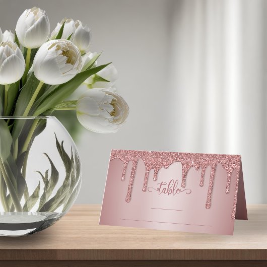 シックバラ金ゴールド結婚グリッターテーブル プレイスカード