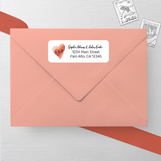 シックバラ金ゴールド結婚ハート差出人住所 ラベル