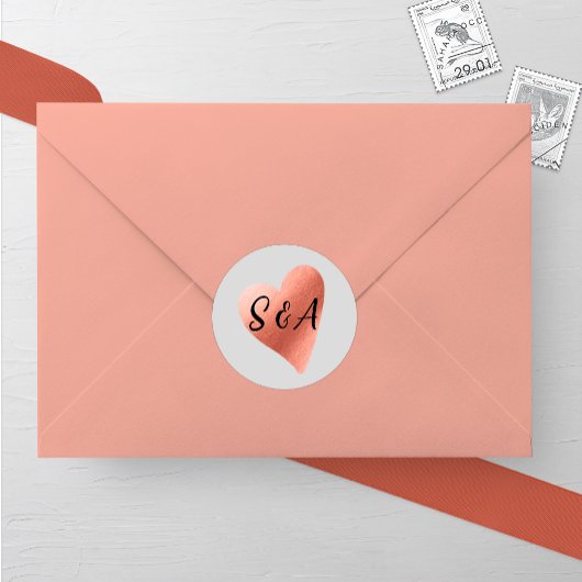 シックバラ金ゴールド結婚ハート ラウンドシール