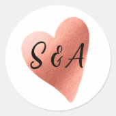 シックバラ金ゴールド結婚ハート ラウンドシール (正面)