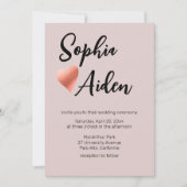 シックバラ金ゴールド結婚ハート 招待状 (正面)