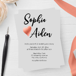 シックバラ金ゴールド結婚ハート 招待状