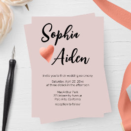 シックバラ金ゴールド結婚ハート 招待状